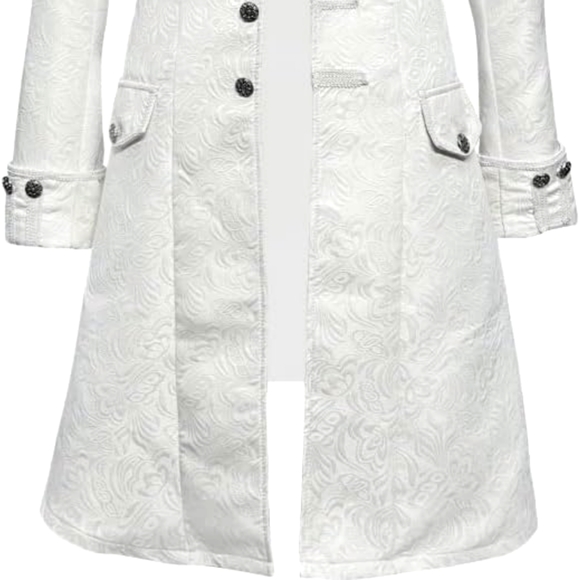 Men's Natural White Victorian Renaissance Steampunk Coat - Picture 3 of 13